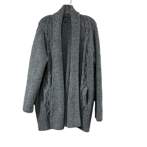 Barefoot Dreams CozyChic Cabin Cable Cardigan Sweater Open Front Size Large - Picture 1 of 10